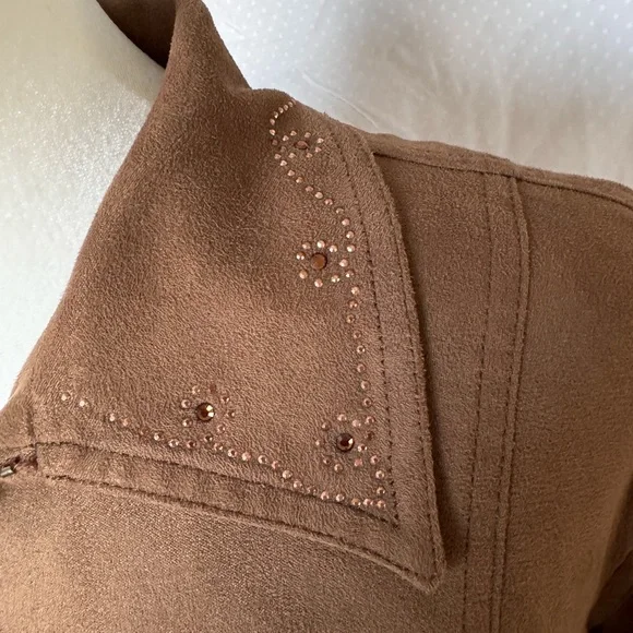 Moschino Jeans Suede ruffle jacket brown, size8 - Picture 5 of 11